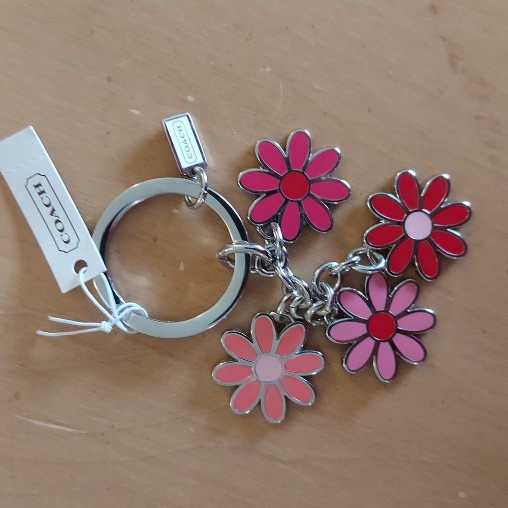 COACH MULTI FLOWER DAISIES KEYCHAIN NWT F69937